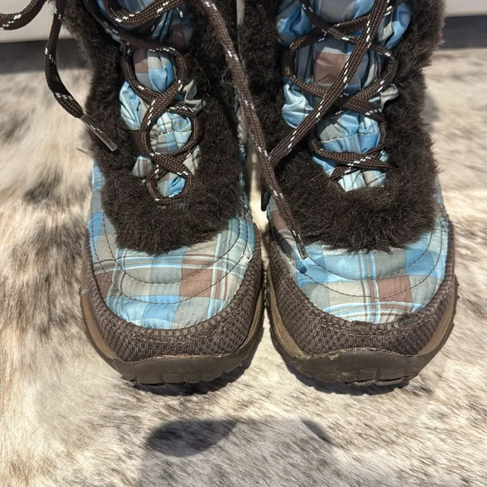 The North Face Goose Down Plaid Puffer Faux Fur Snowboots Size 2
